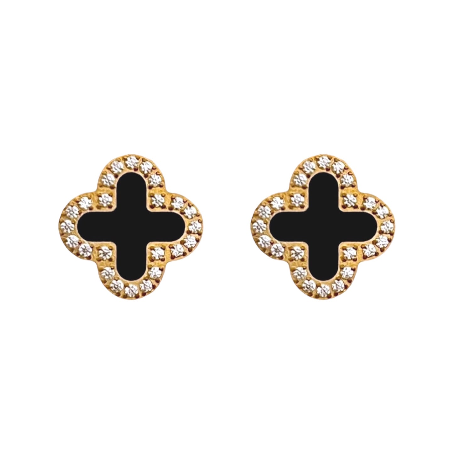 Diamanté Black Clover Studs