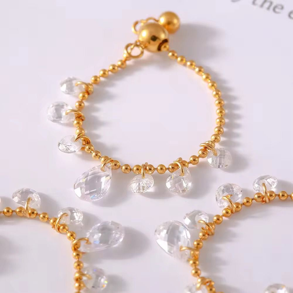 Crystal Drip Ring -Adj To Any Size
