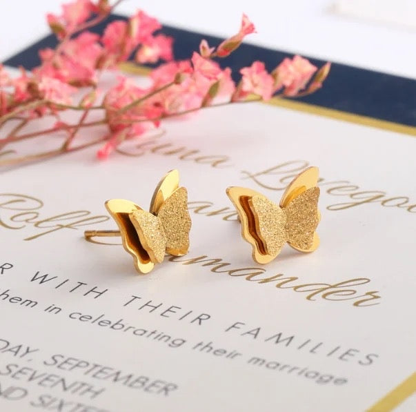 Frosted Butterfly Studs