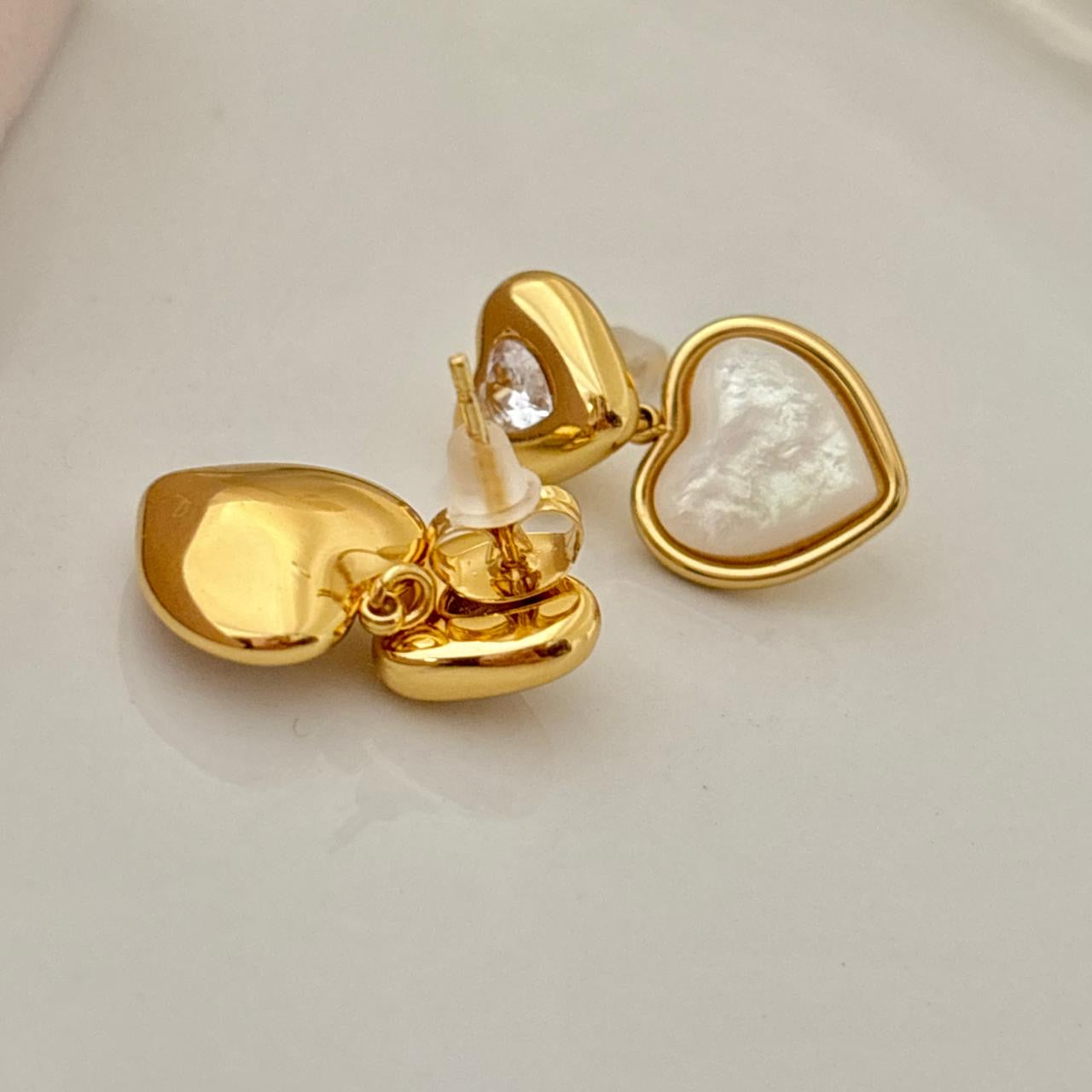 Opals Diamond Heart Studs