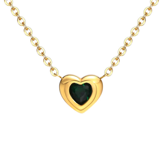 Emerald Crystal Heart Necklace
