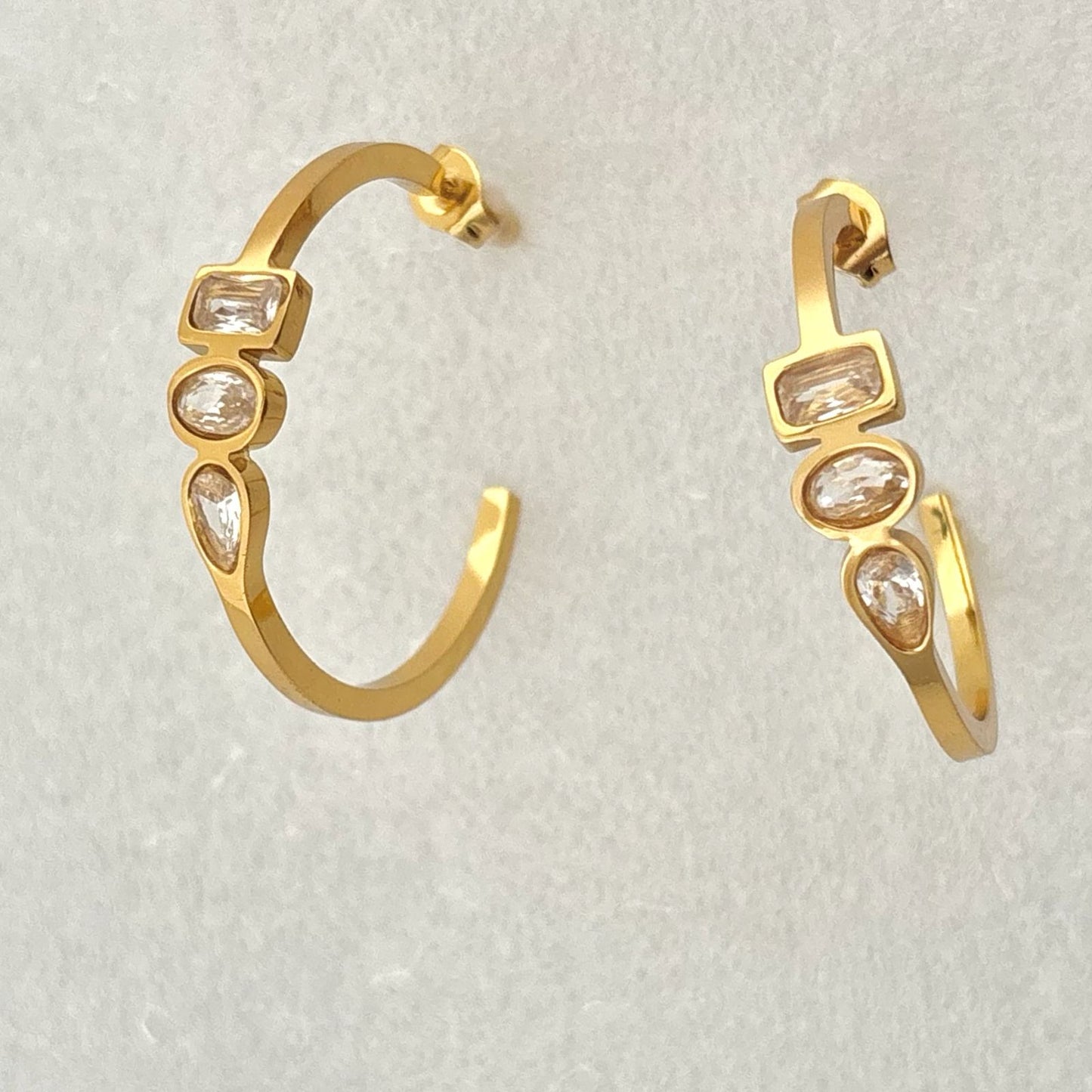 Tri Gemma Hoops