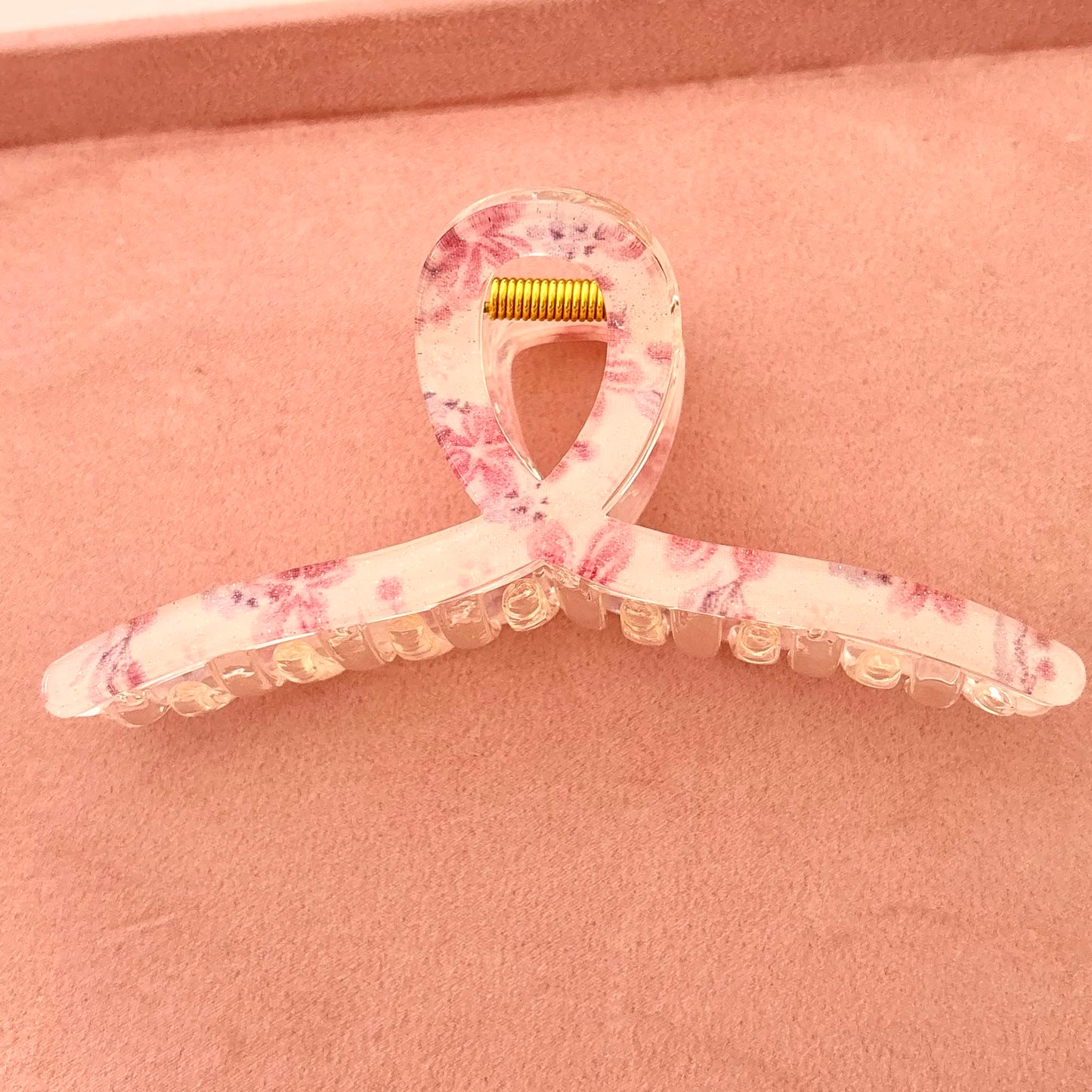 Floral Banana Claw Clips -Pink
