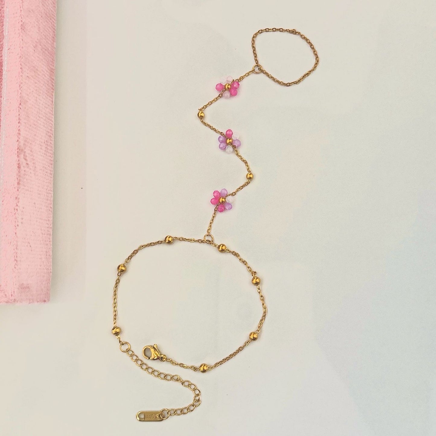 Pink Disty Flora Hand Chain