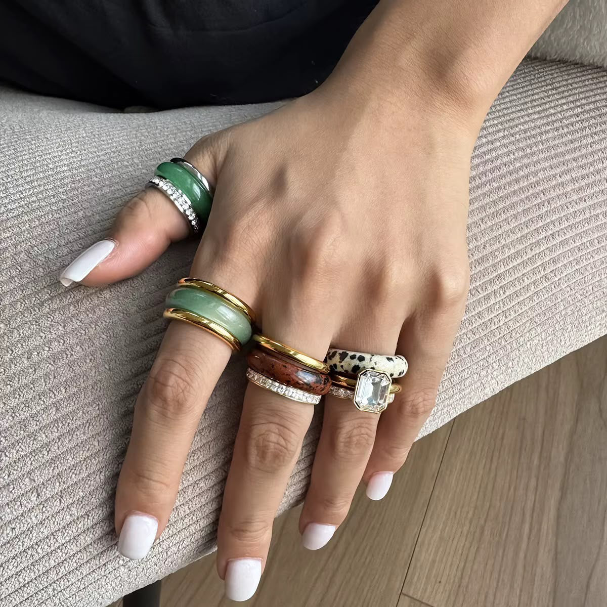 Dalmatian Ice Stack Ring Set -Set of Three