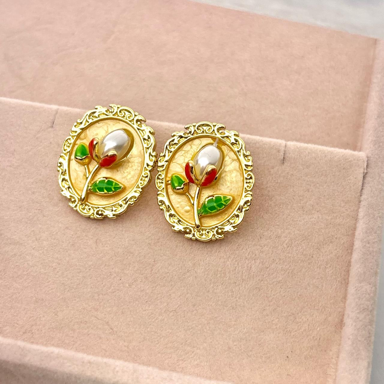 Whimsy Flora Studs -Hand Painted | Butter Yellow