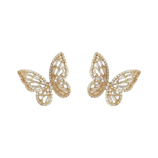 Luxe Gold Zirconium Flutter Studs -18K