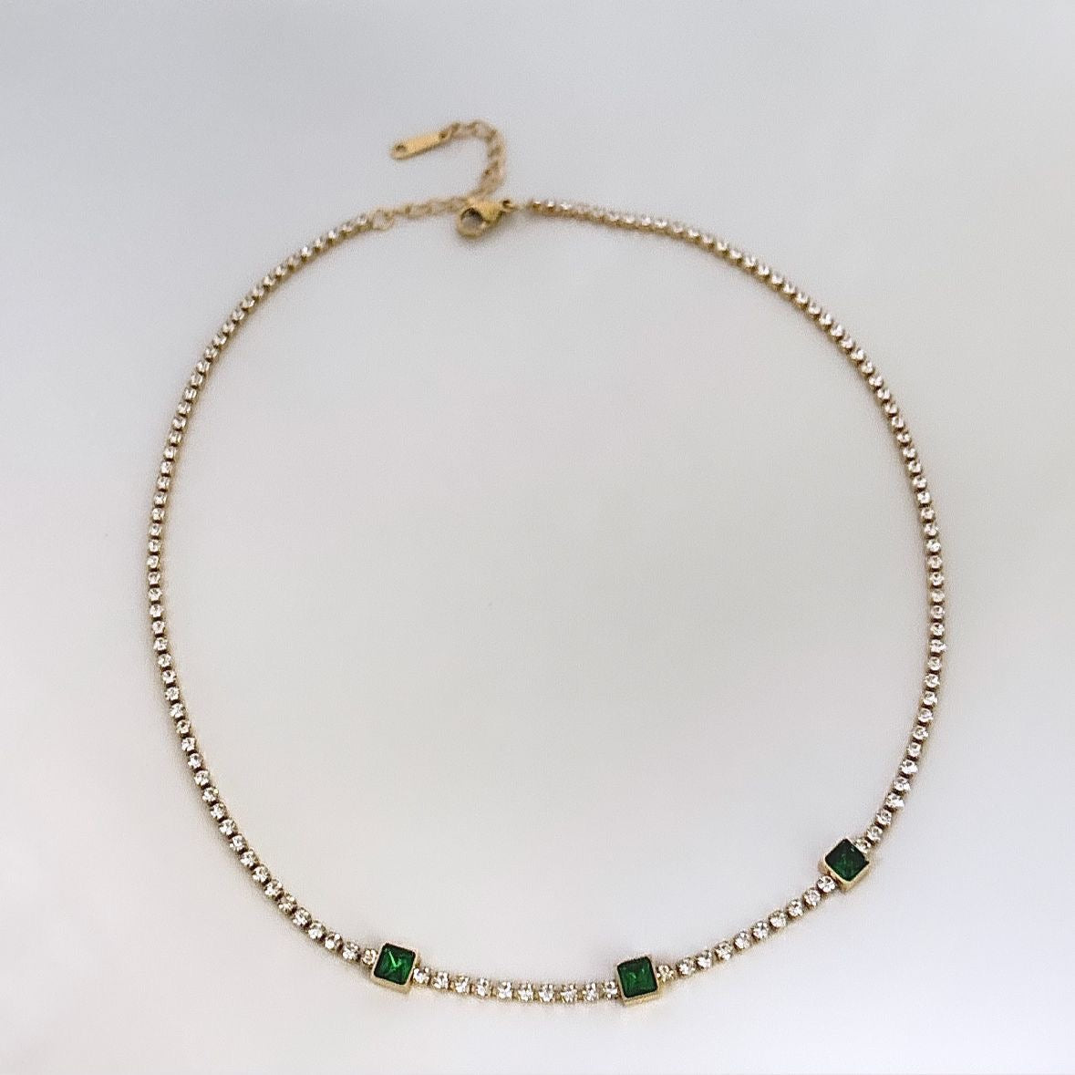 Emerald Sparkly Tennis Necklace