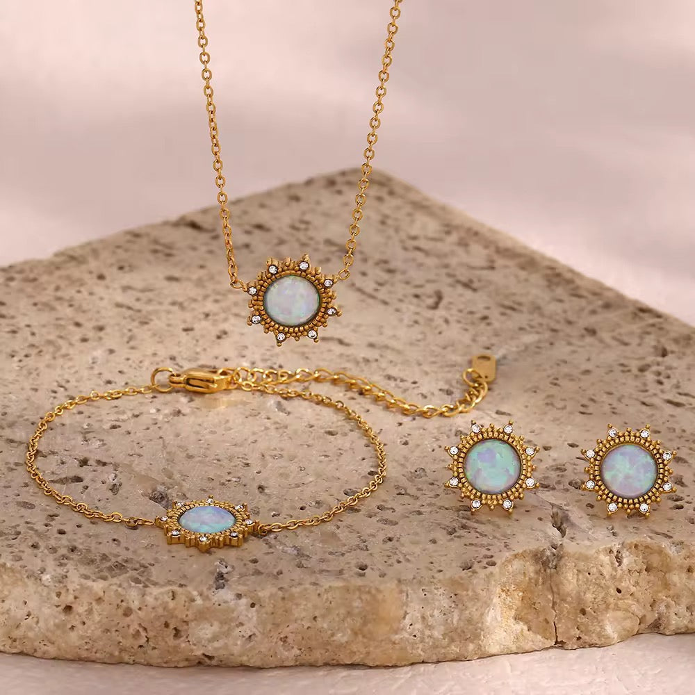 Luminous Opal Set (Necklace + Studs)
