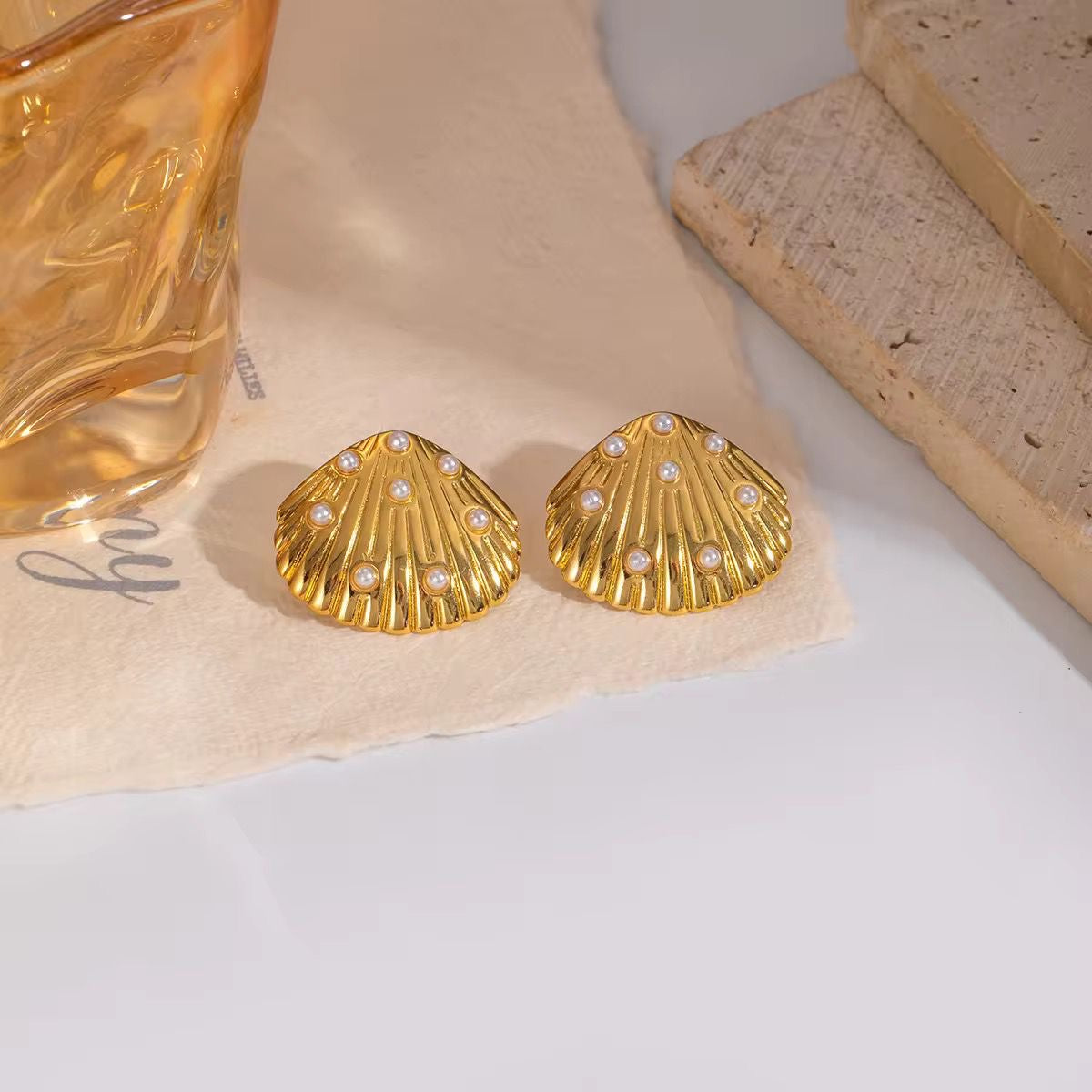 Pearly Scallop Studs