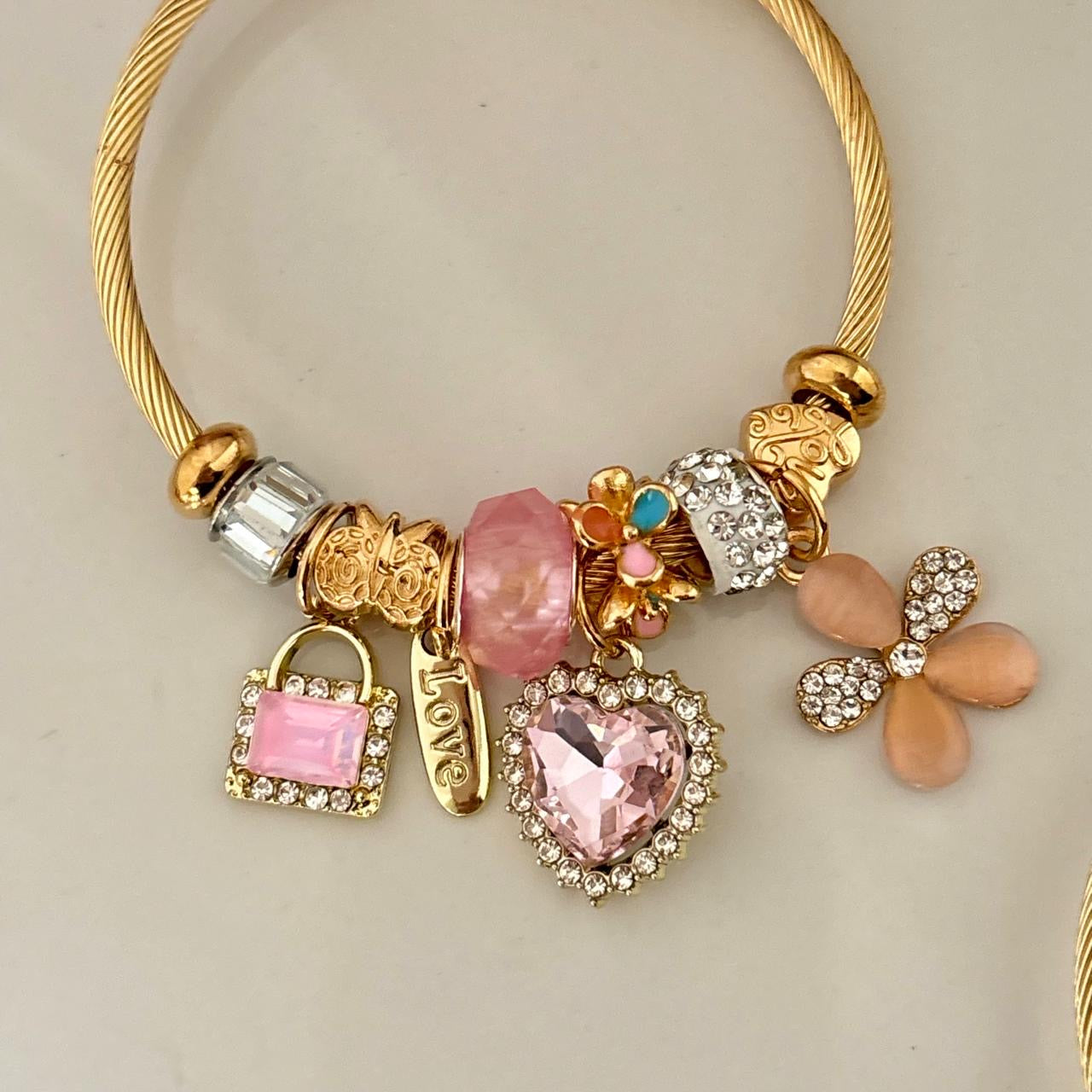 Euphoria Flora Multi Charm Bracelet -Pretty Pink