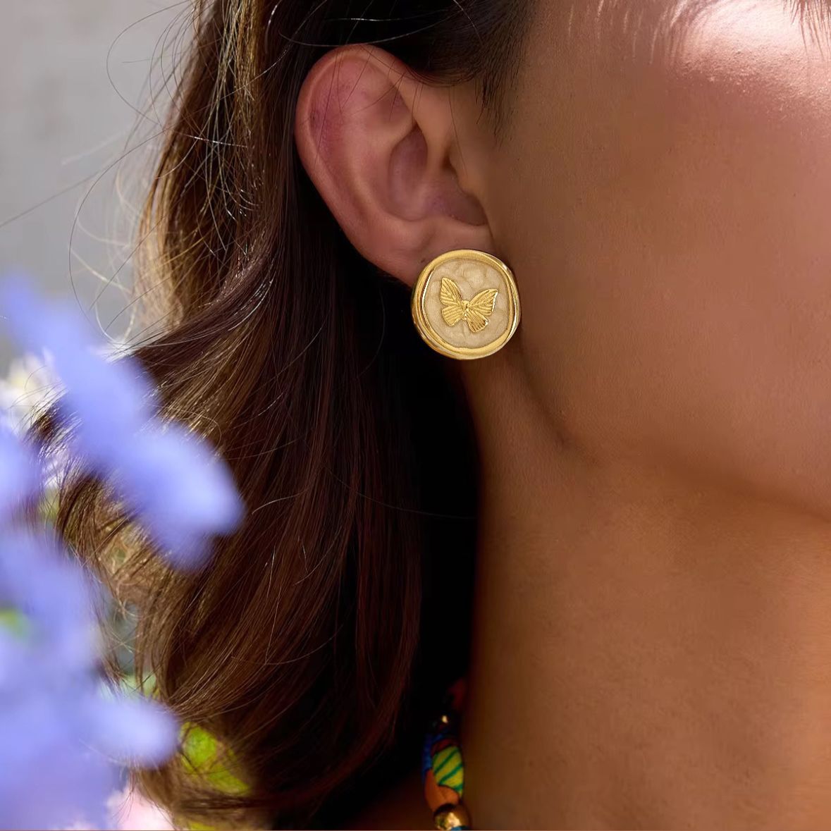 Fairycore Flutter Studs -18K | Champagne