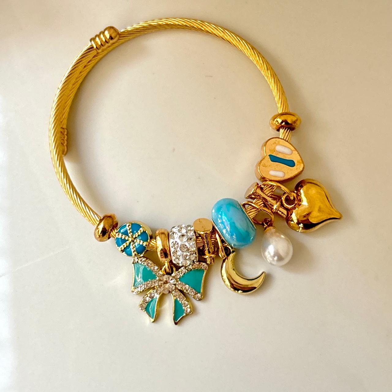 Dream Catcher Whimsy Charms Bracelet -Blue