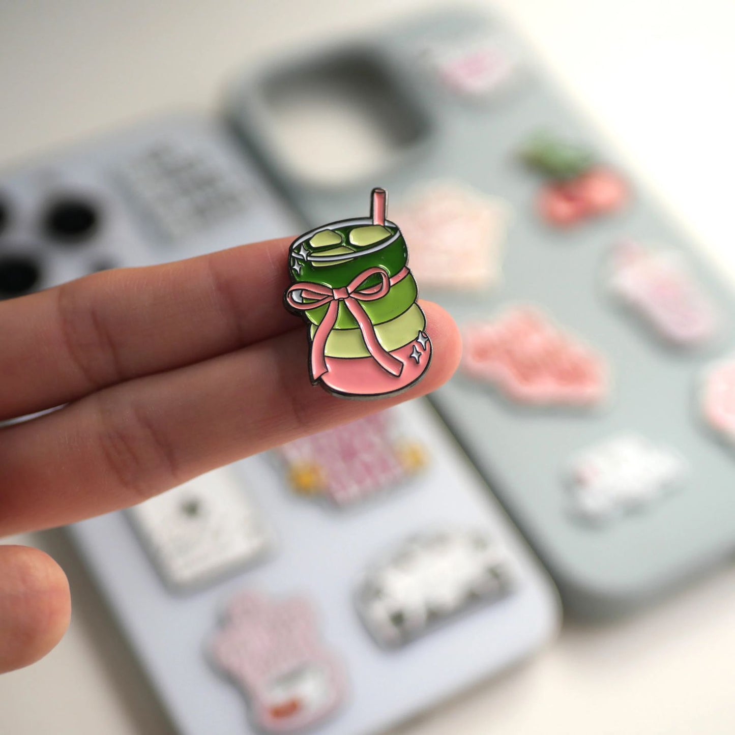 Matcha Phone Metal Charm