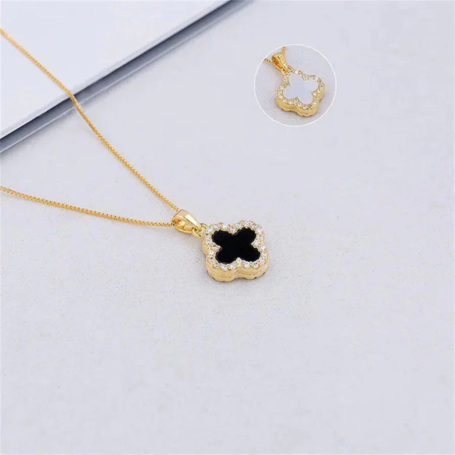 Sparkly Clover Necklace -Reversible