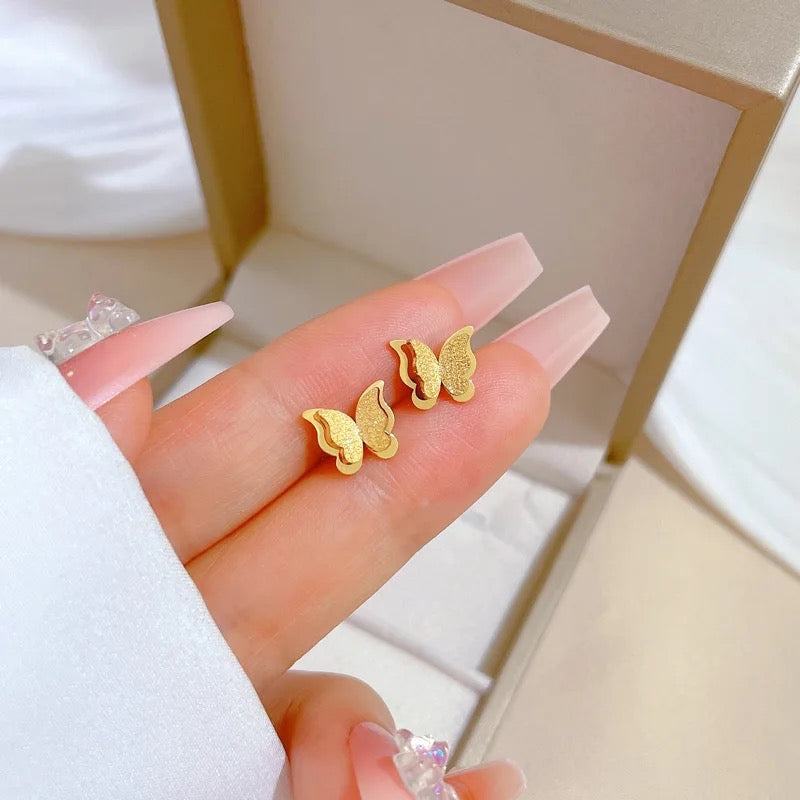 Frosted Butterfly Studs