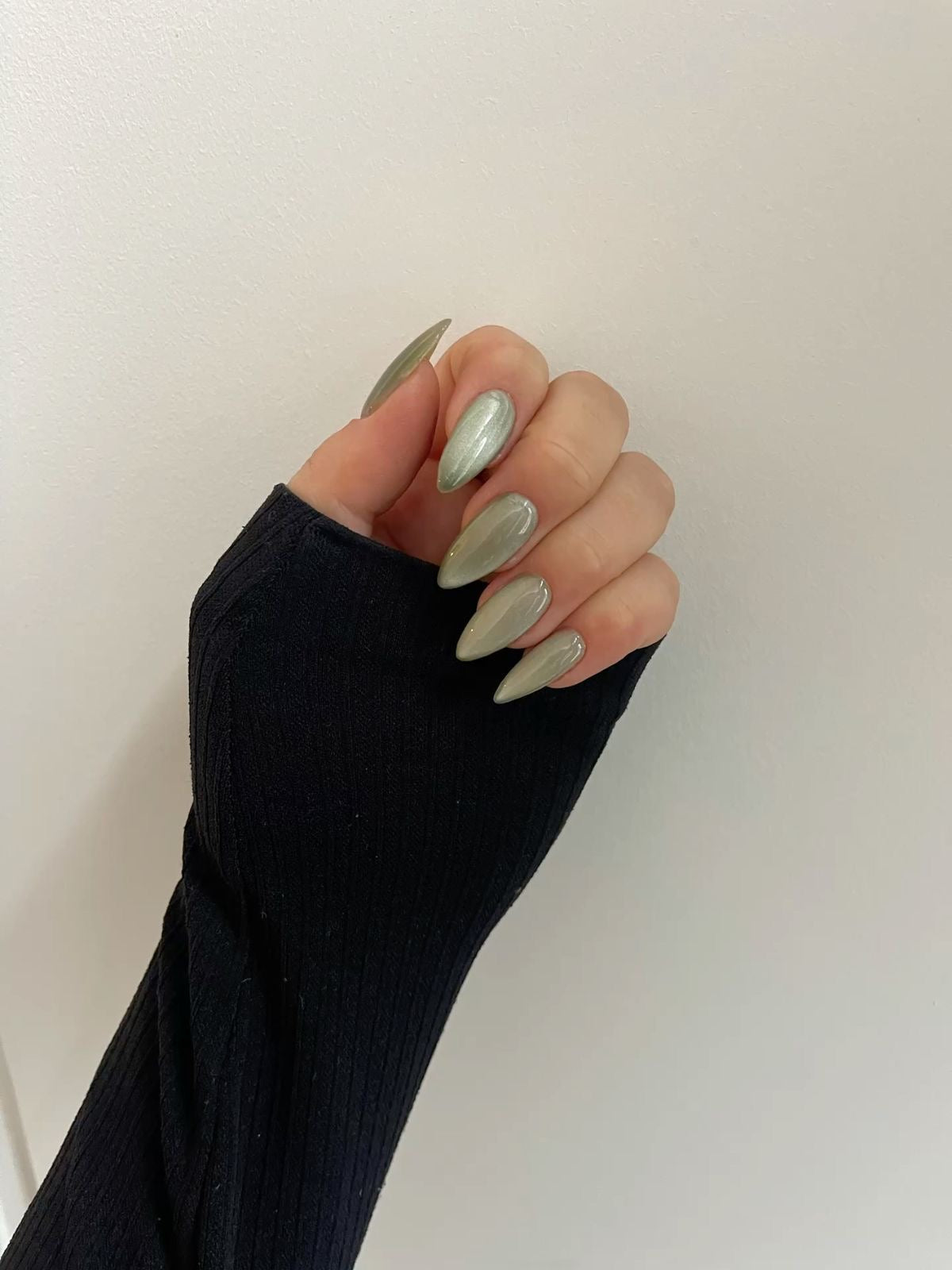 Sage Cat Eye Press On Nails