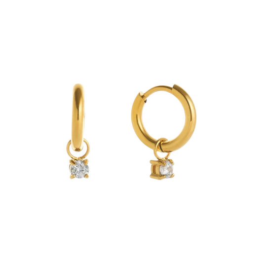 Dainty EveryDay Hoops -Diamond Charm