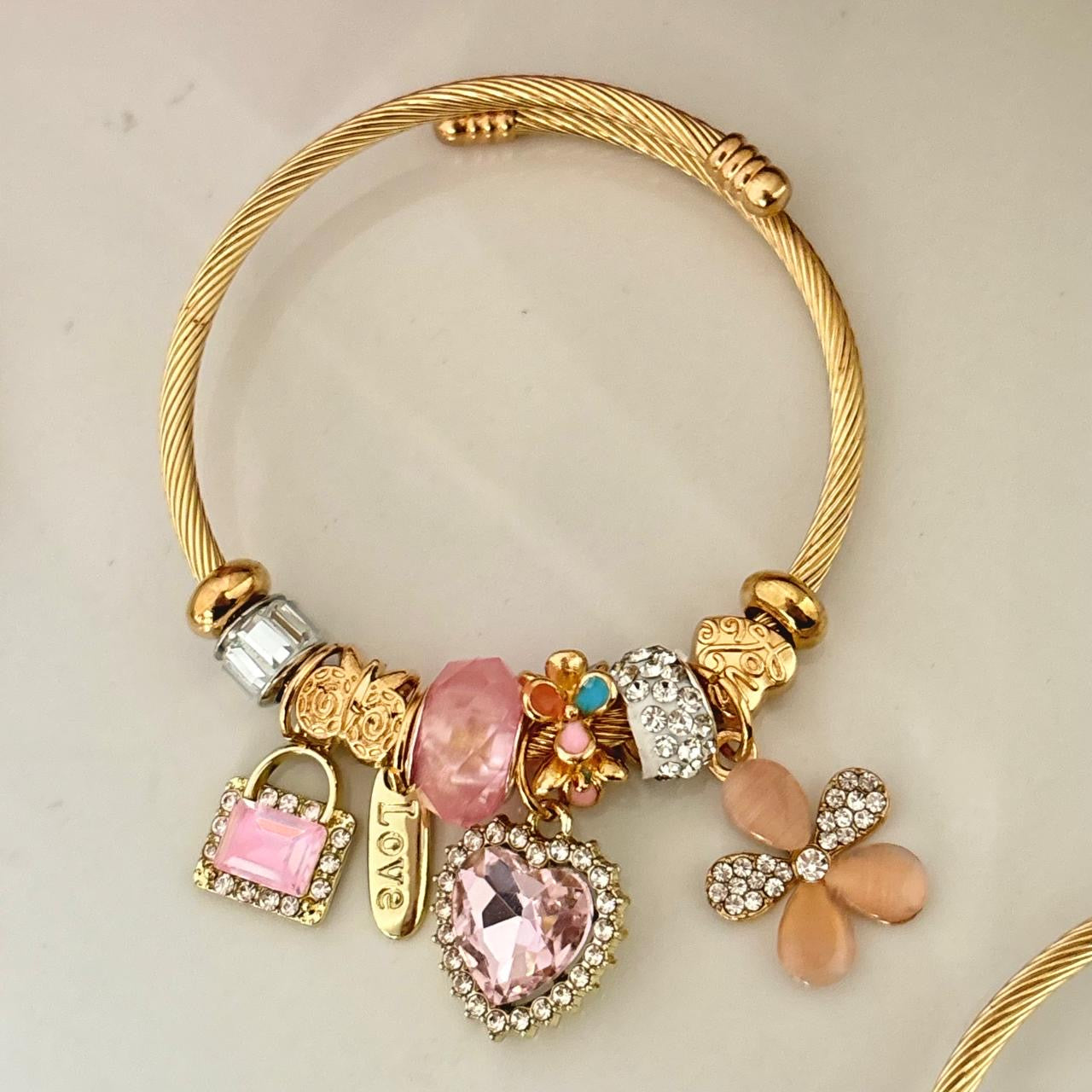 Euphoria Flora Multi Charm Bracelet -Pretty Pink