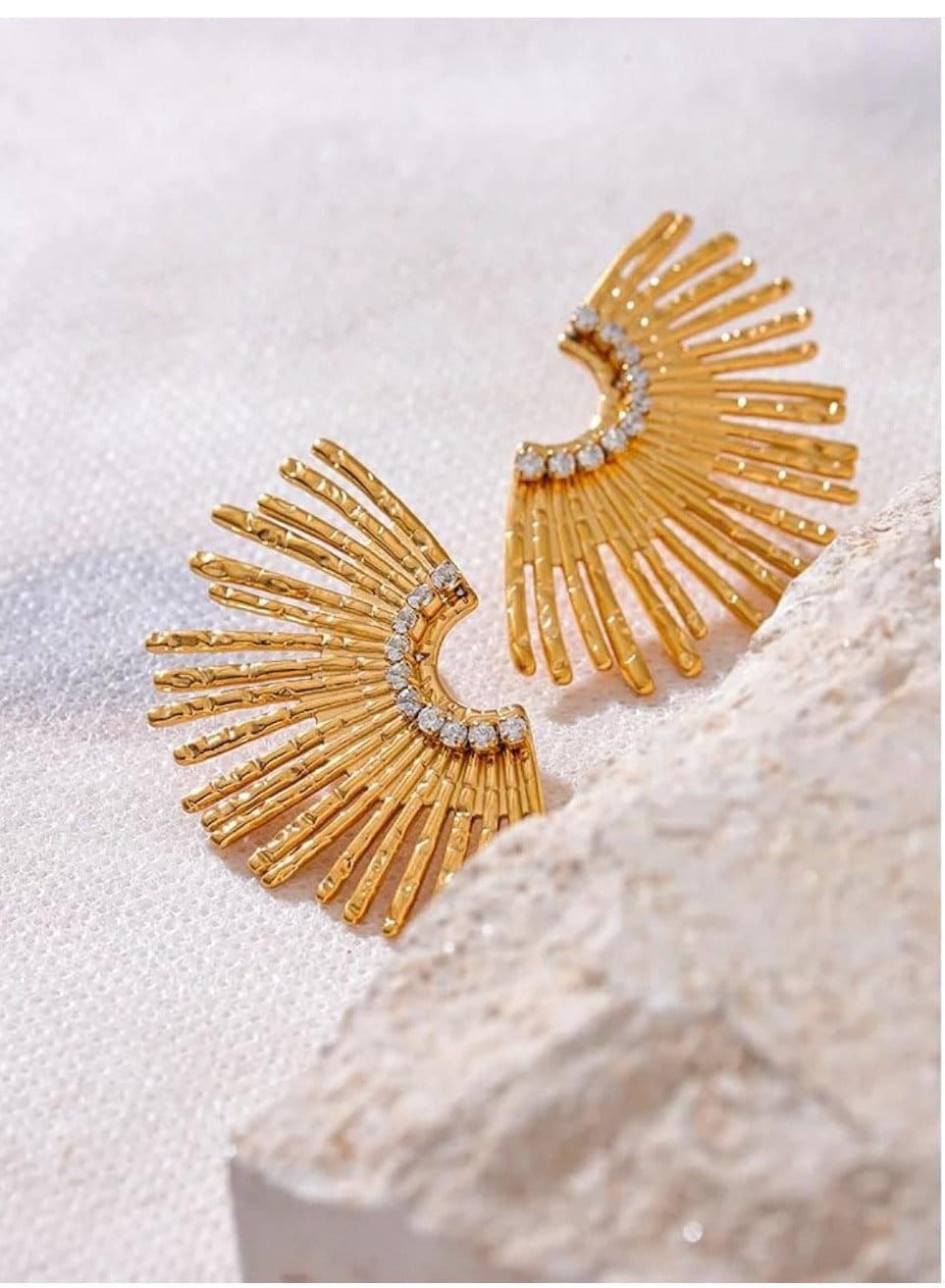 Sunflower Bloom Statement Studs -18K