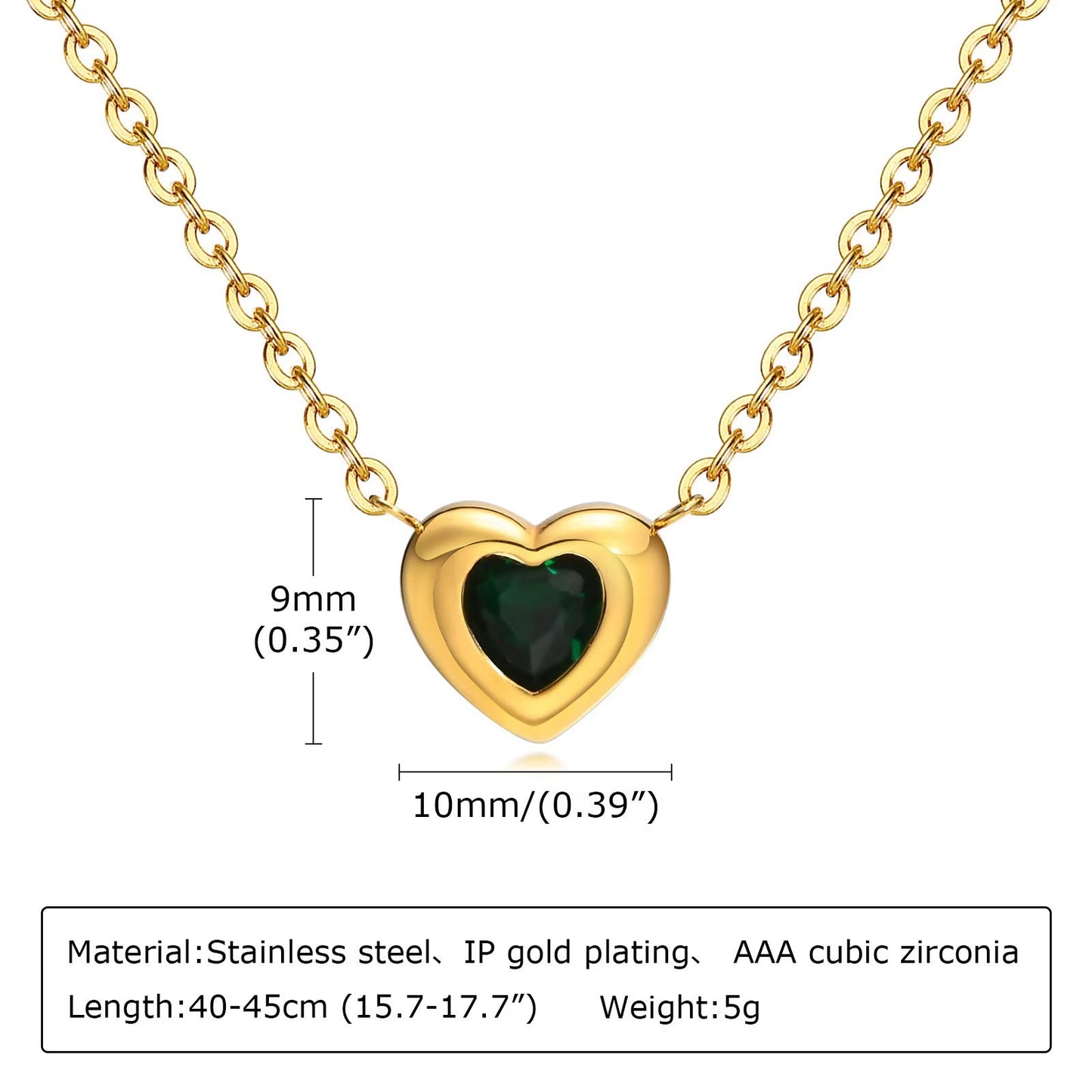 Emerald Crystal Heart Necklace