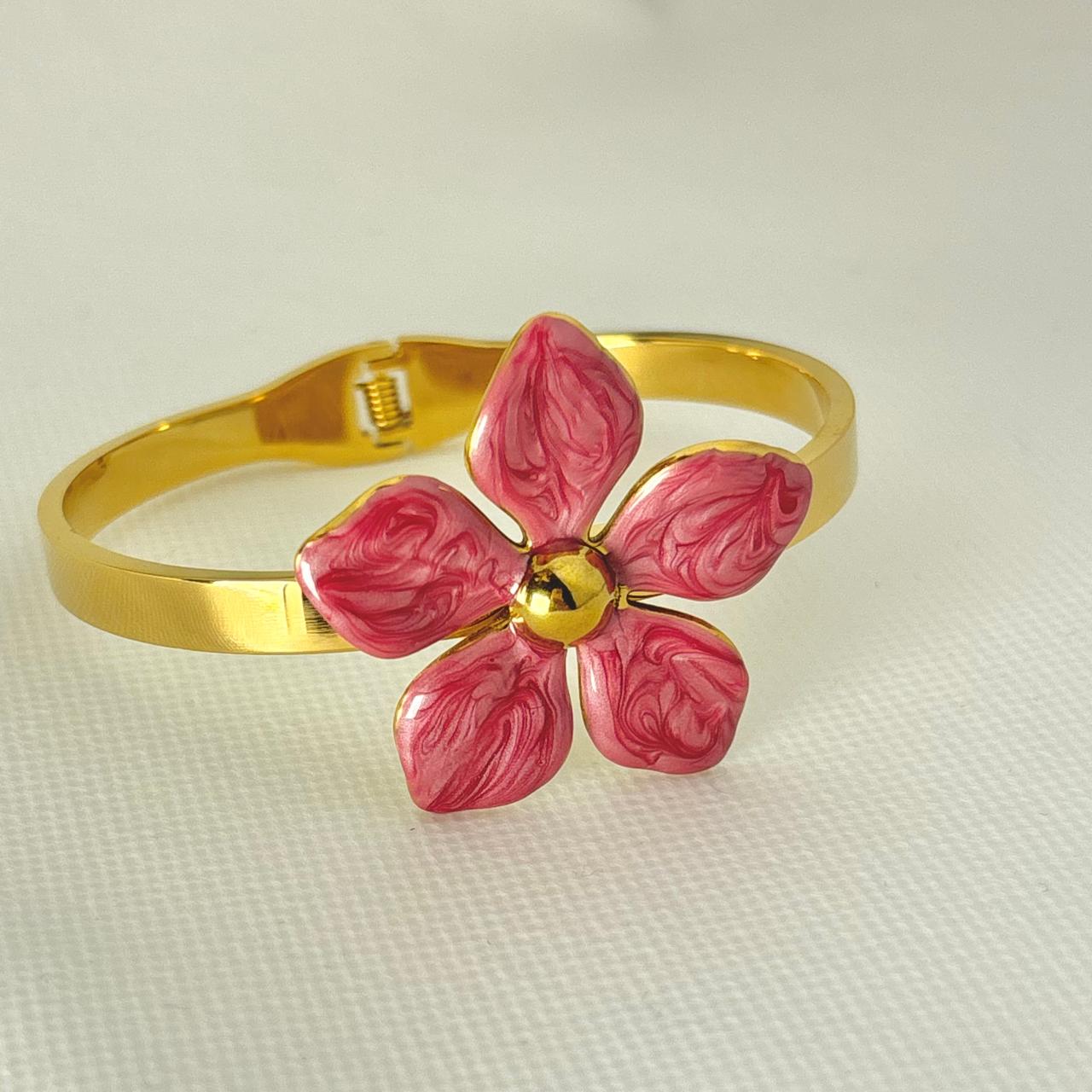 Lily Charm Cuff -Pink