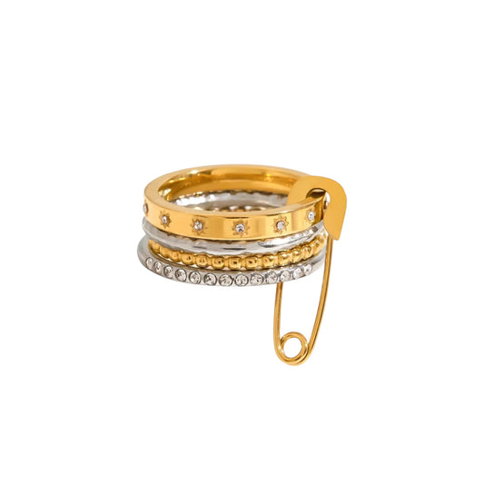 LUX Pave Pin Stacker Ring