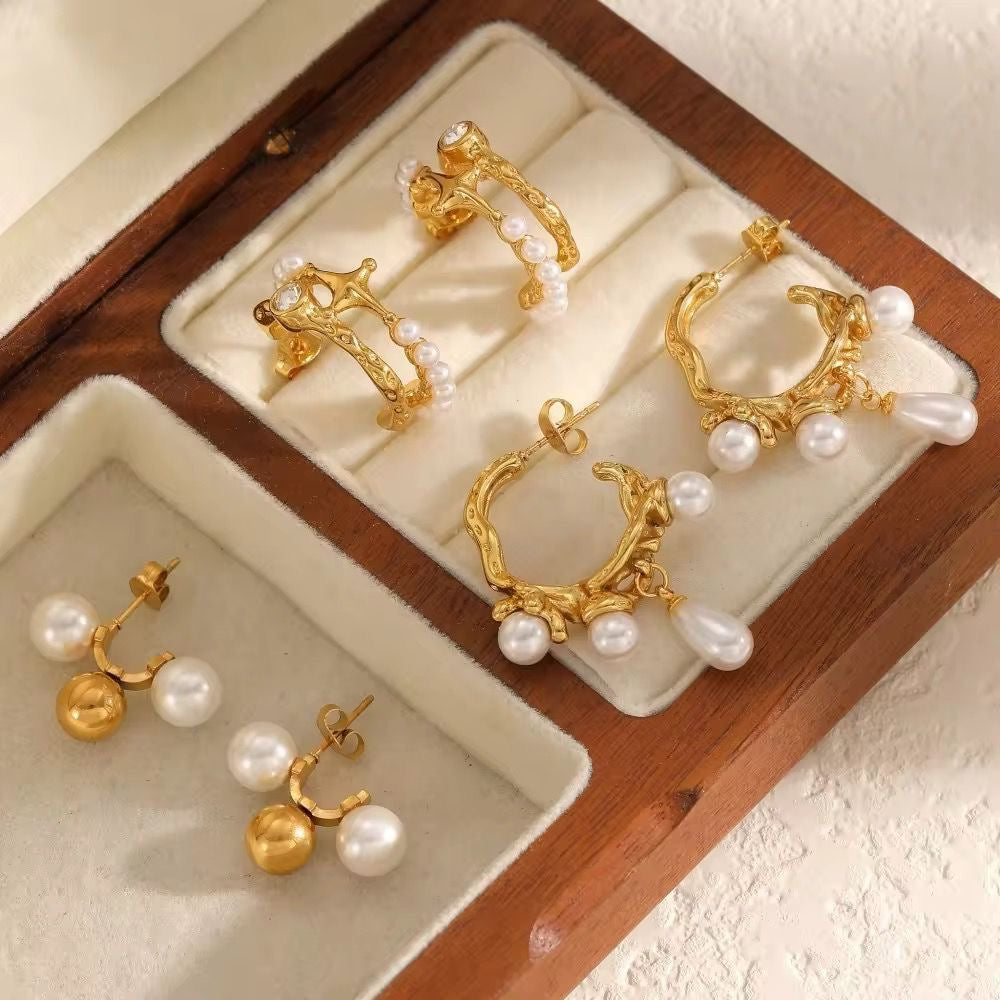 Pearl Drip Hoops
