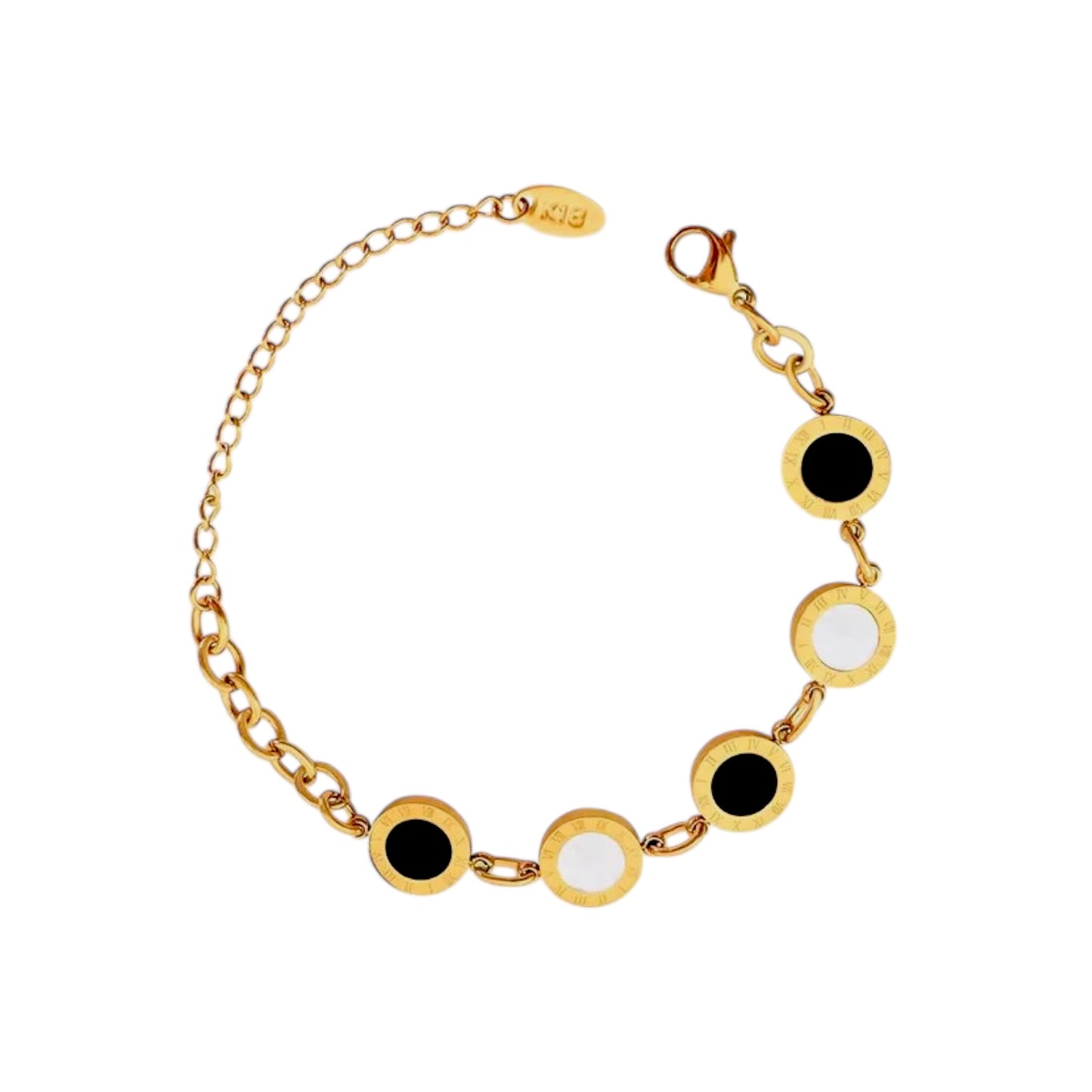 Black X White Numeral Bracelet -18K