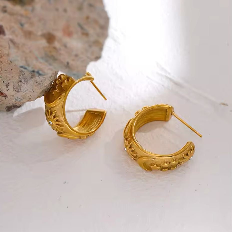 Celeste Gold Hoops -18K