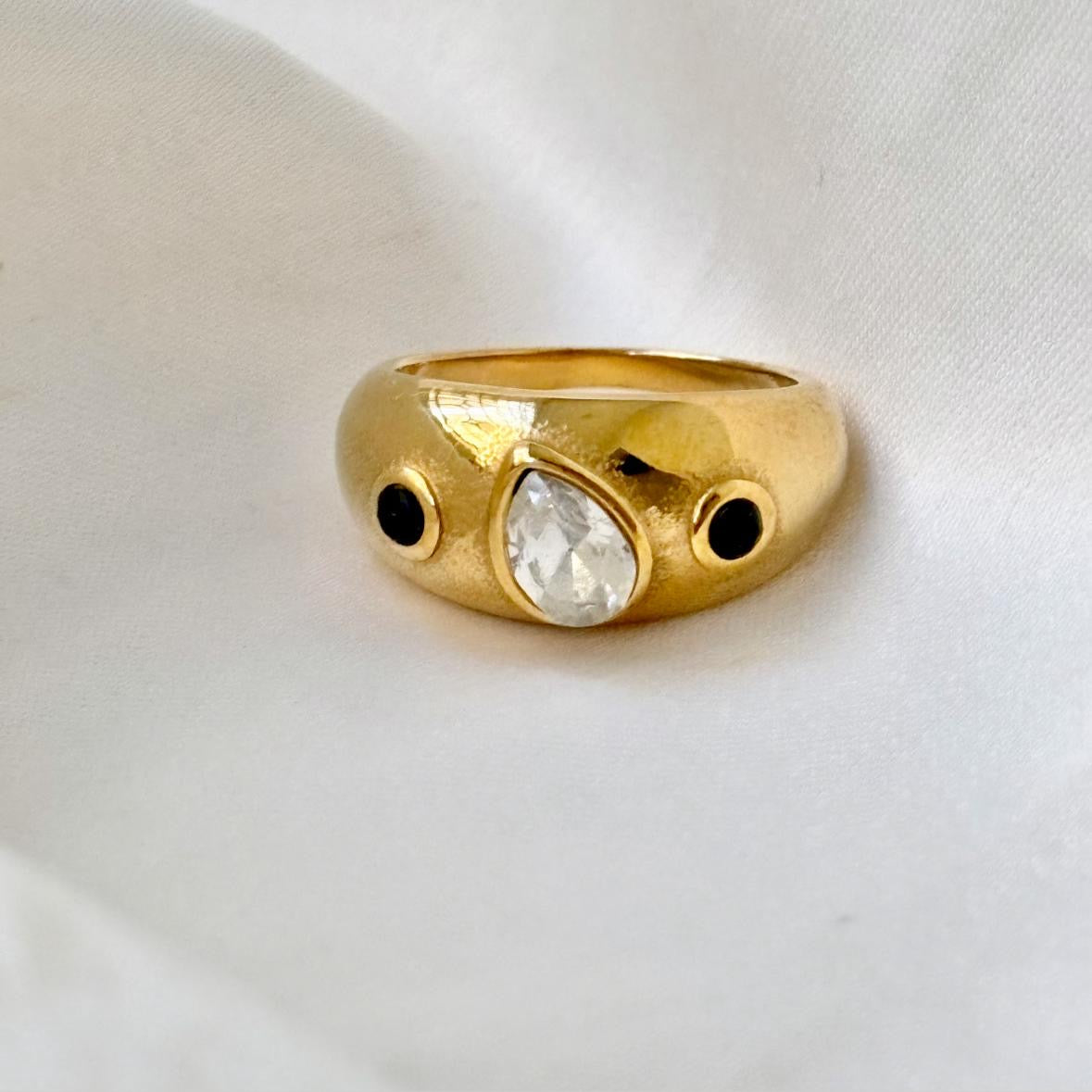 Jeju Cz Dome Ring -18K