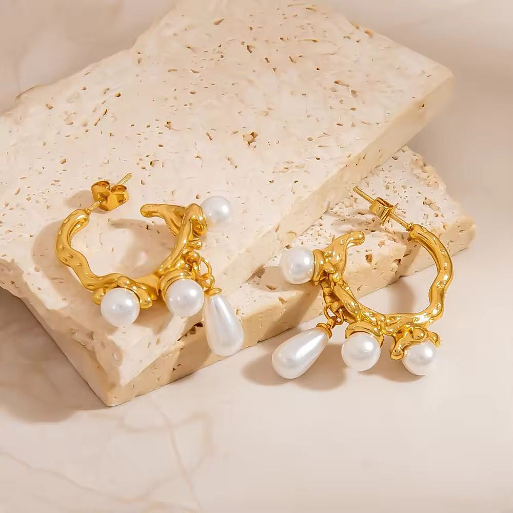 Pearl Drip Hoops