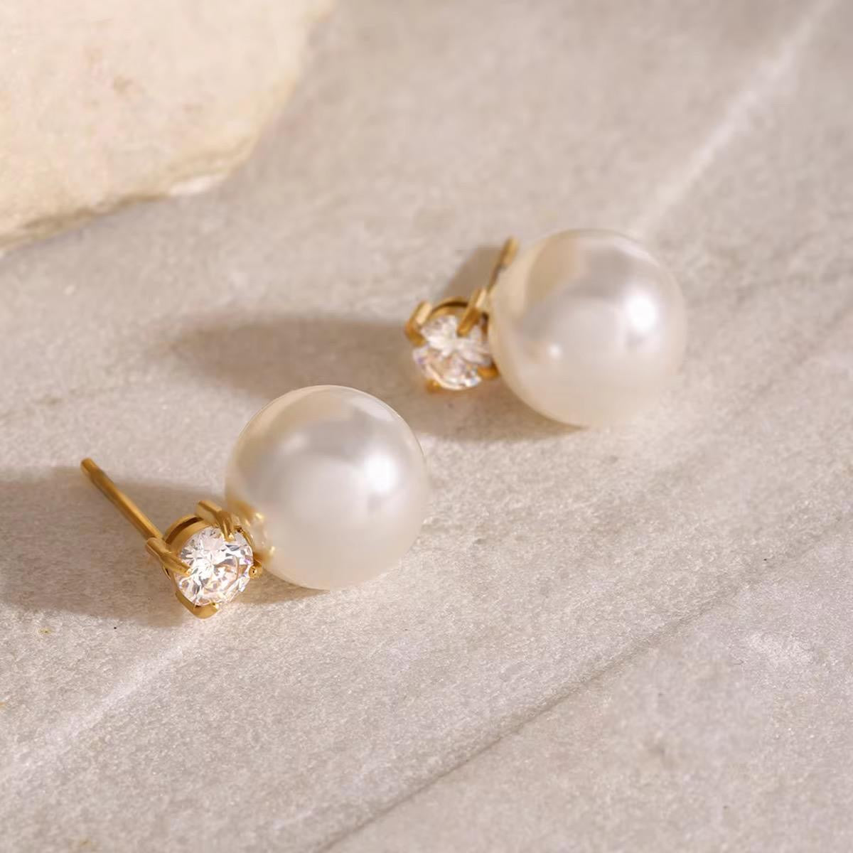 Bling Pearl Studs