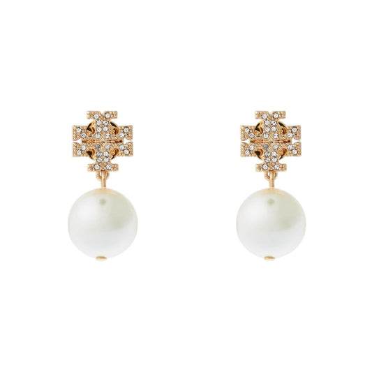 Zircon Kira Gold Big Pearl Drop Studs -22K