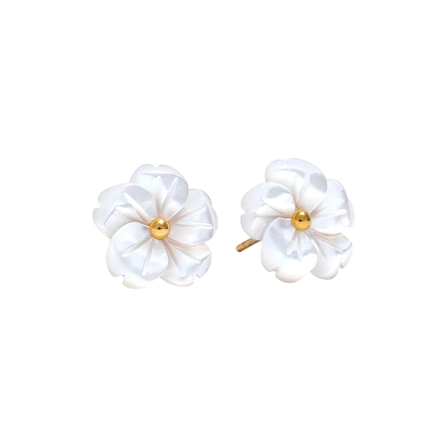 Natural Shell Flora Studs -22K