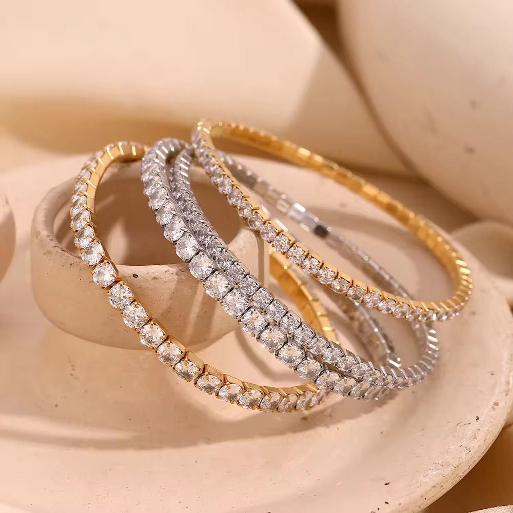 Luxe Slim Tennis Bracelet-18K | Adjustable