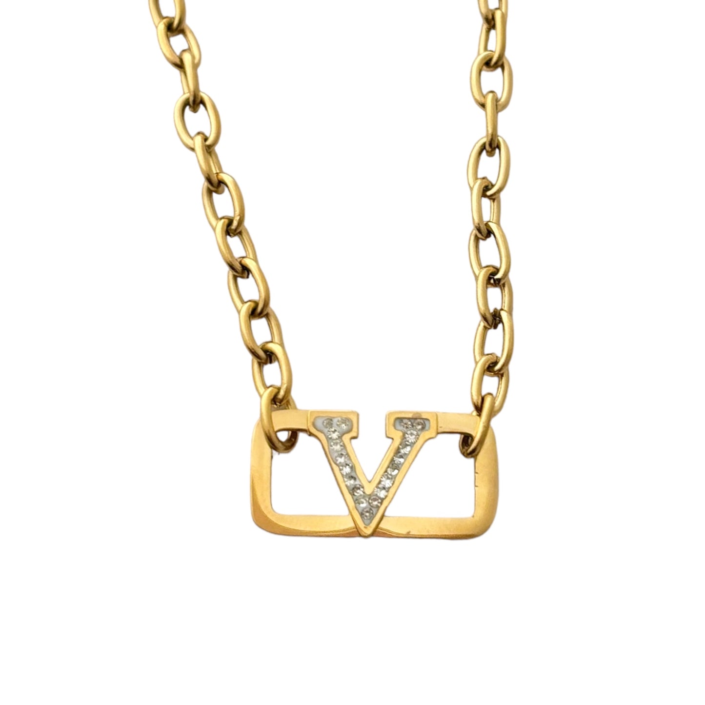 Vlogo Cz Link Chain Necklace -18K