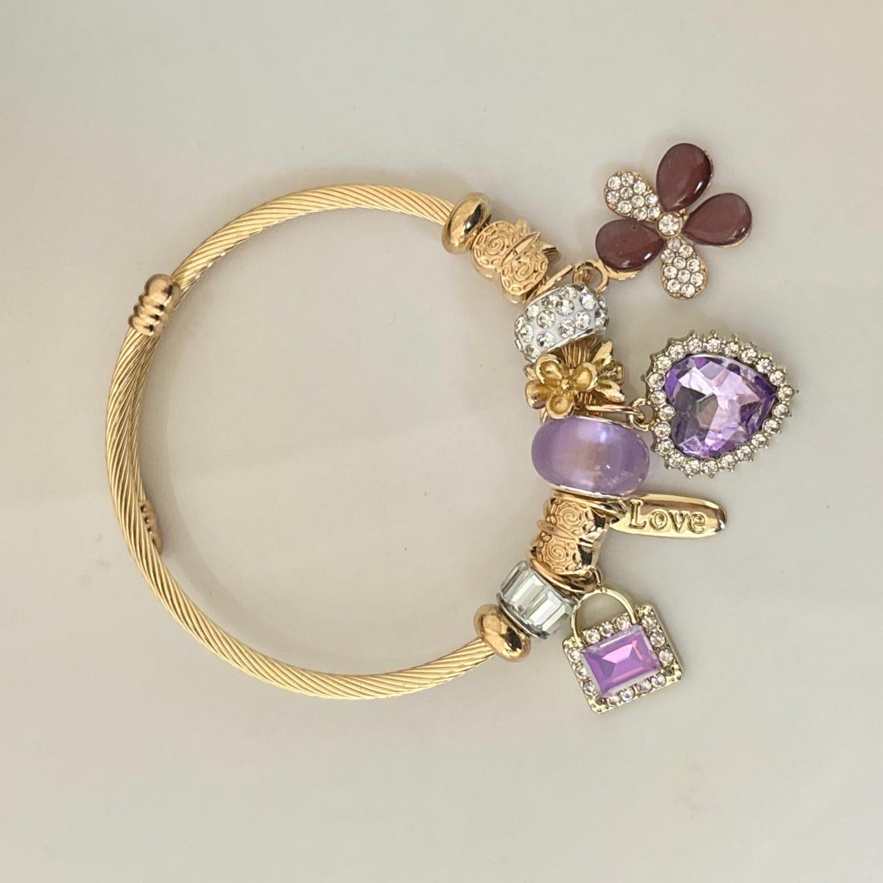 Euphoria Flora Multi Charm Bracelet -Lilac Dreams