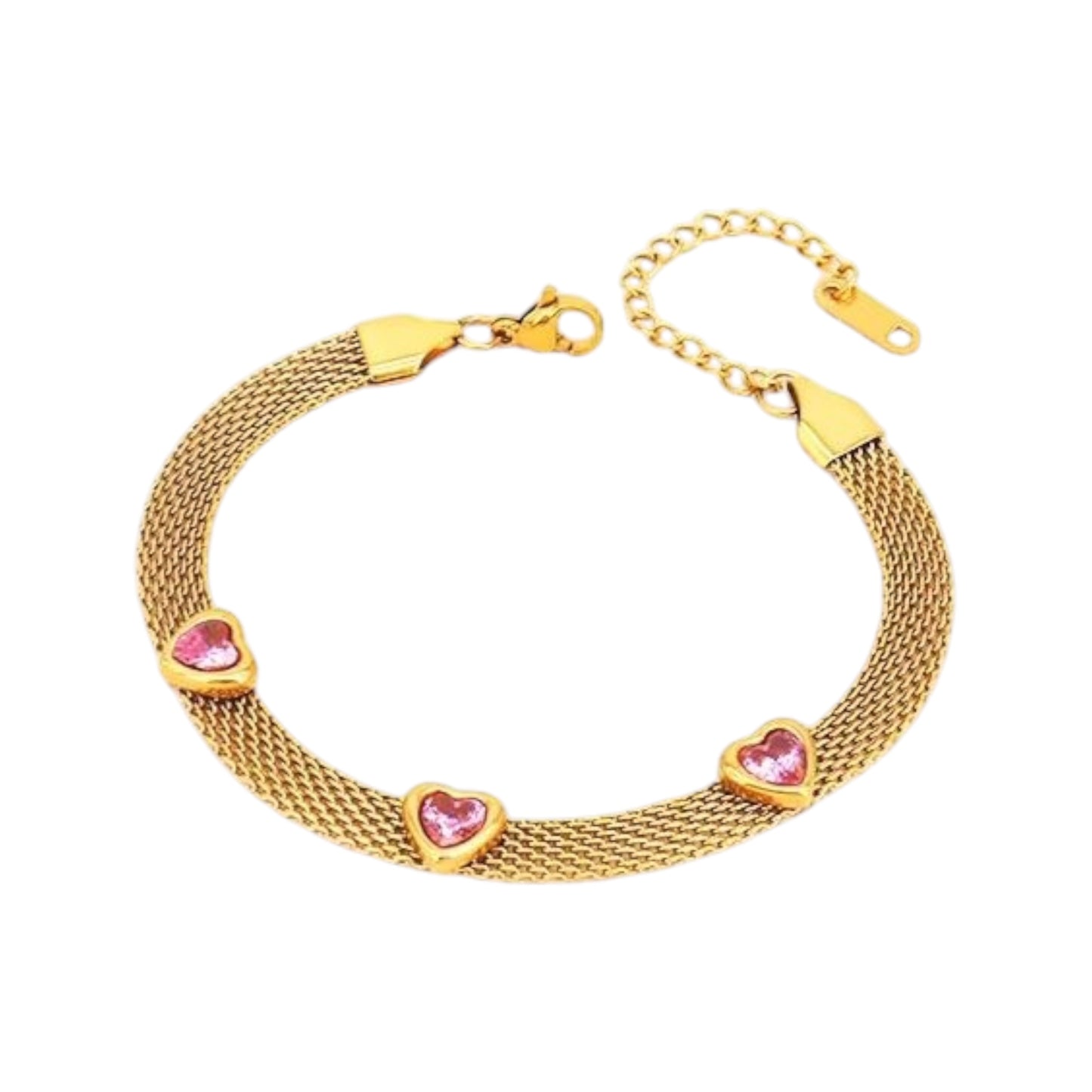 Love Note Mesh Bracelet -Pink Gem