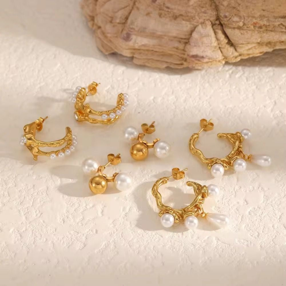 Pearl Drip Hoops
