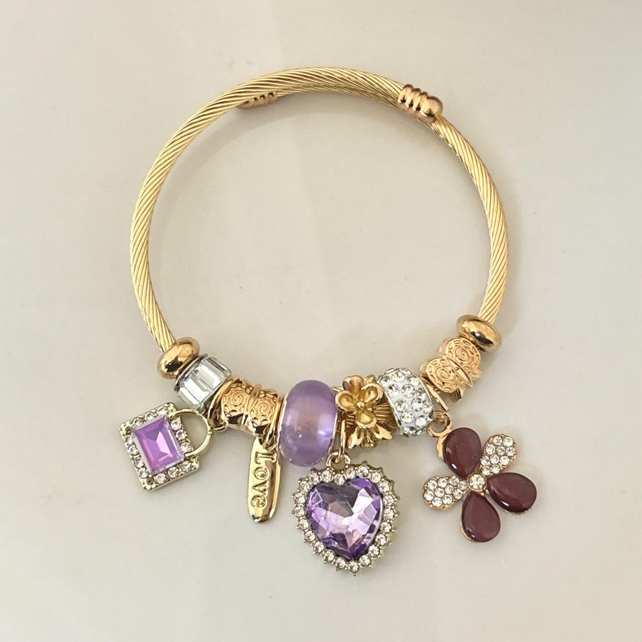 Euphoria Flora Multi Charm Bracelet -Lilac Dreams