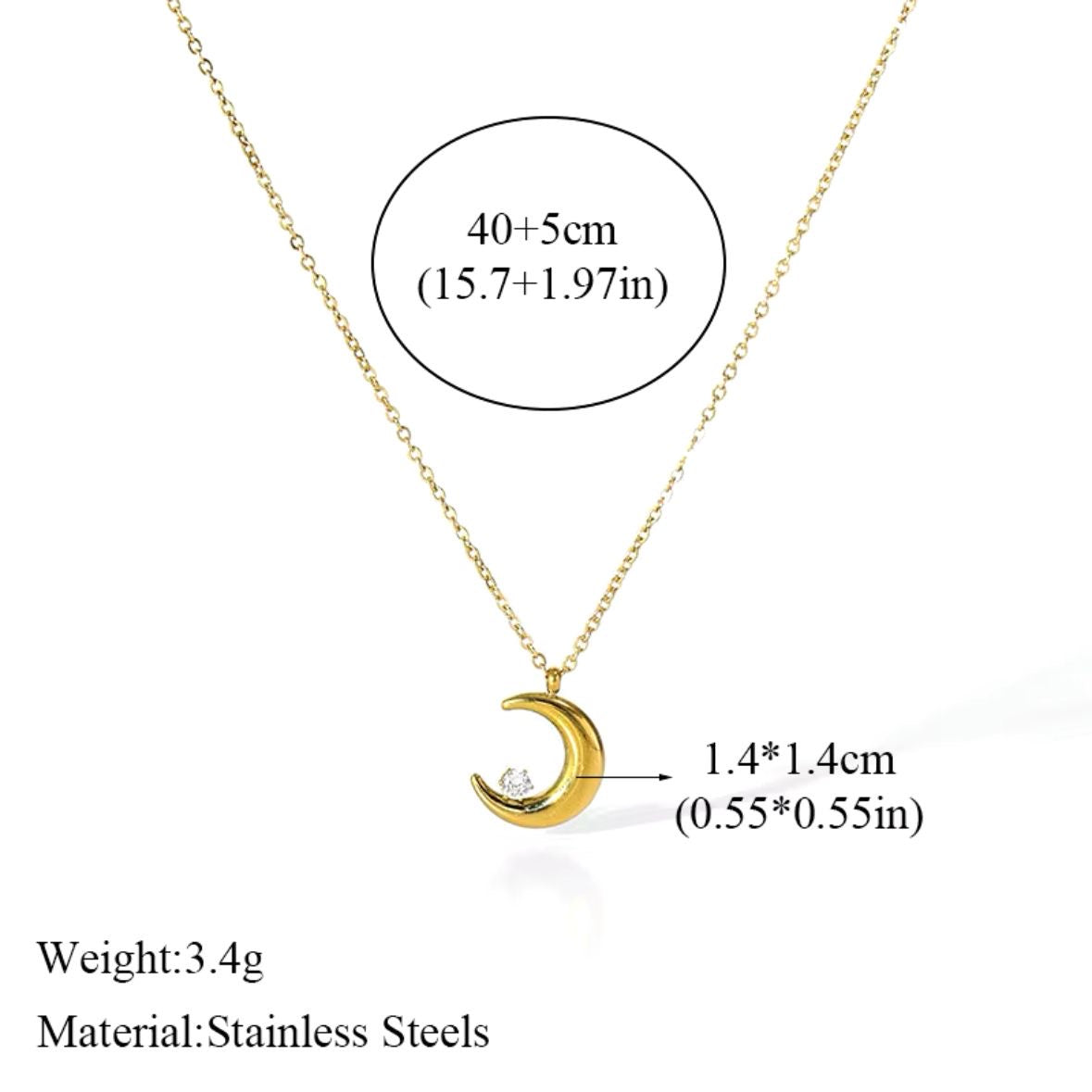 Moon Diamond Necklace -18K