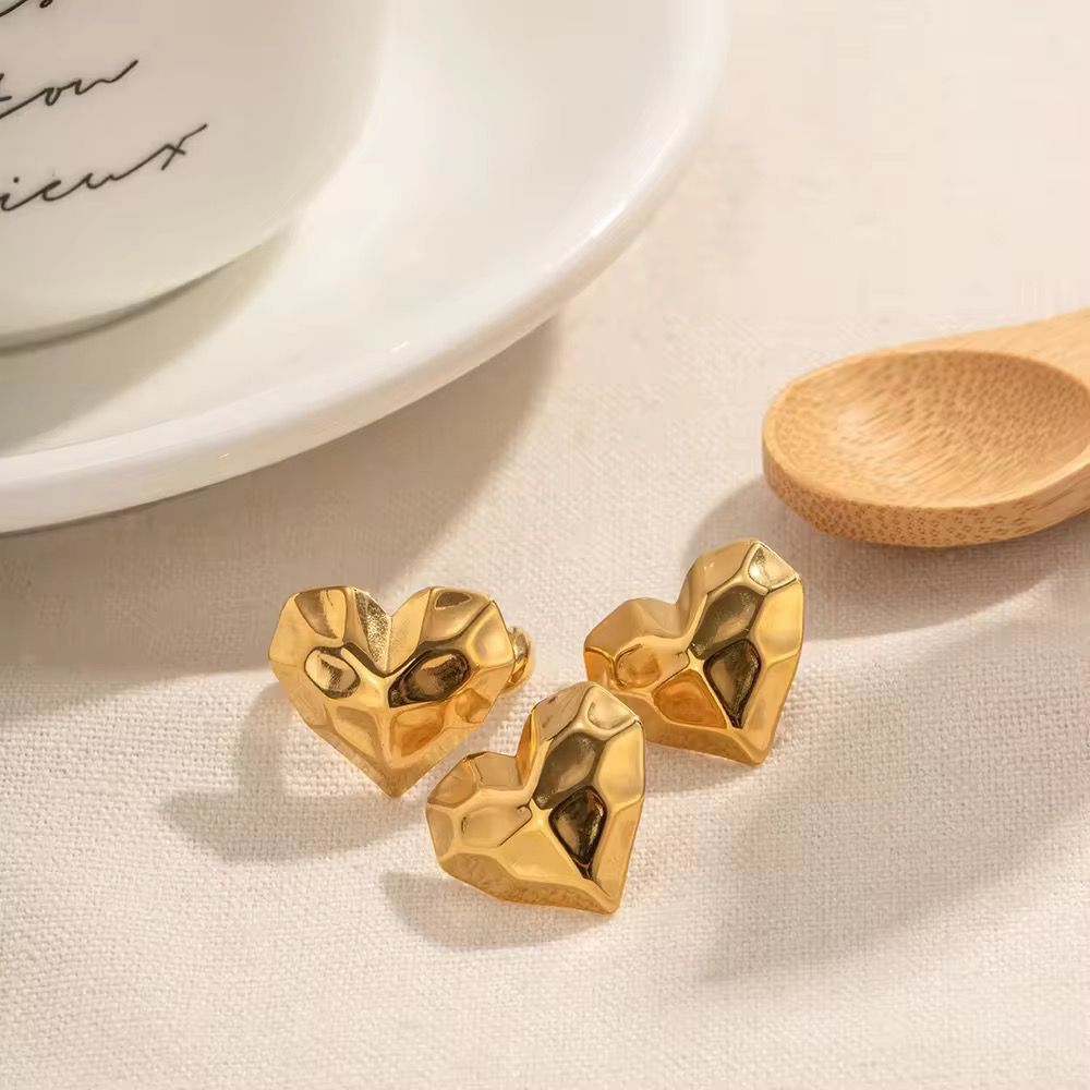 Hammered Heart Studs