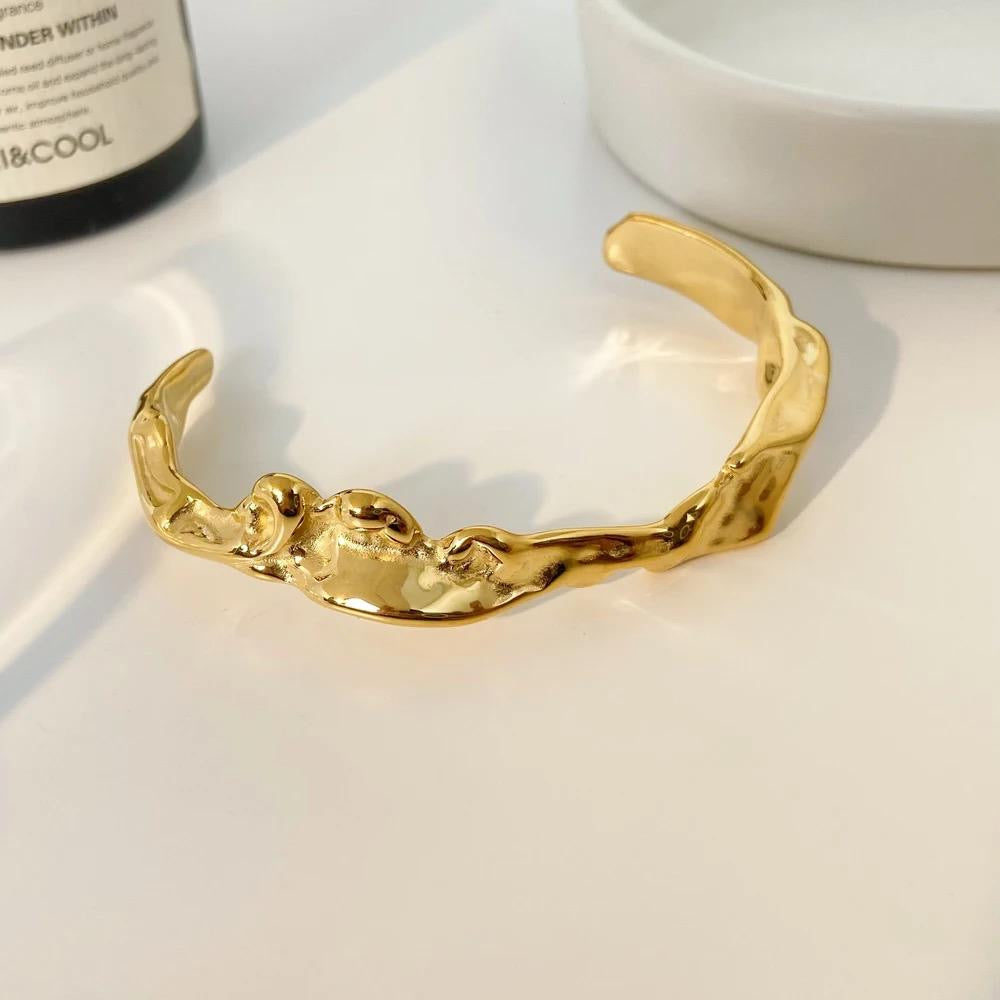 Crumbled Foiled Wrist Cuff -18K