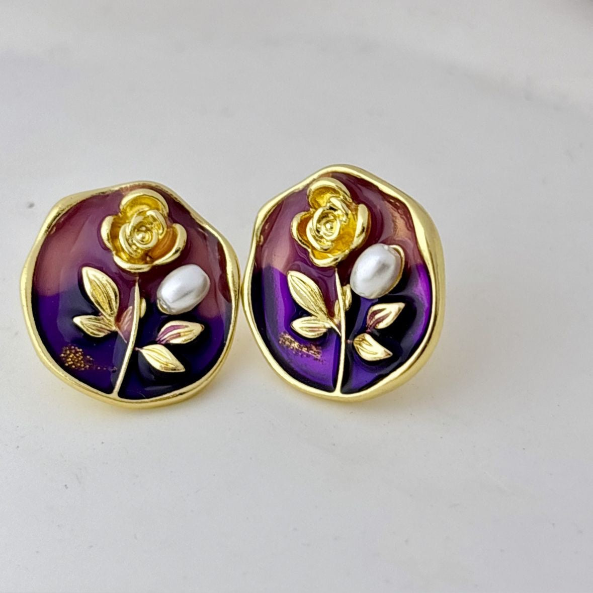 Enchanted Rose Studs -Midnight