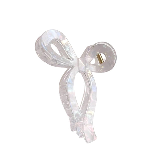 Bow Knot Pearlescent Claw Clip -Pearly White