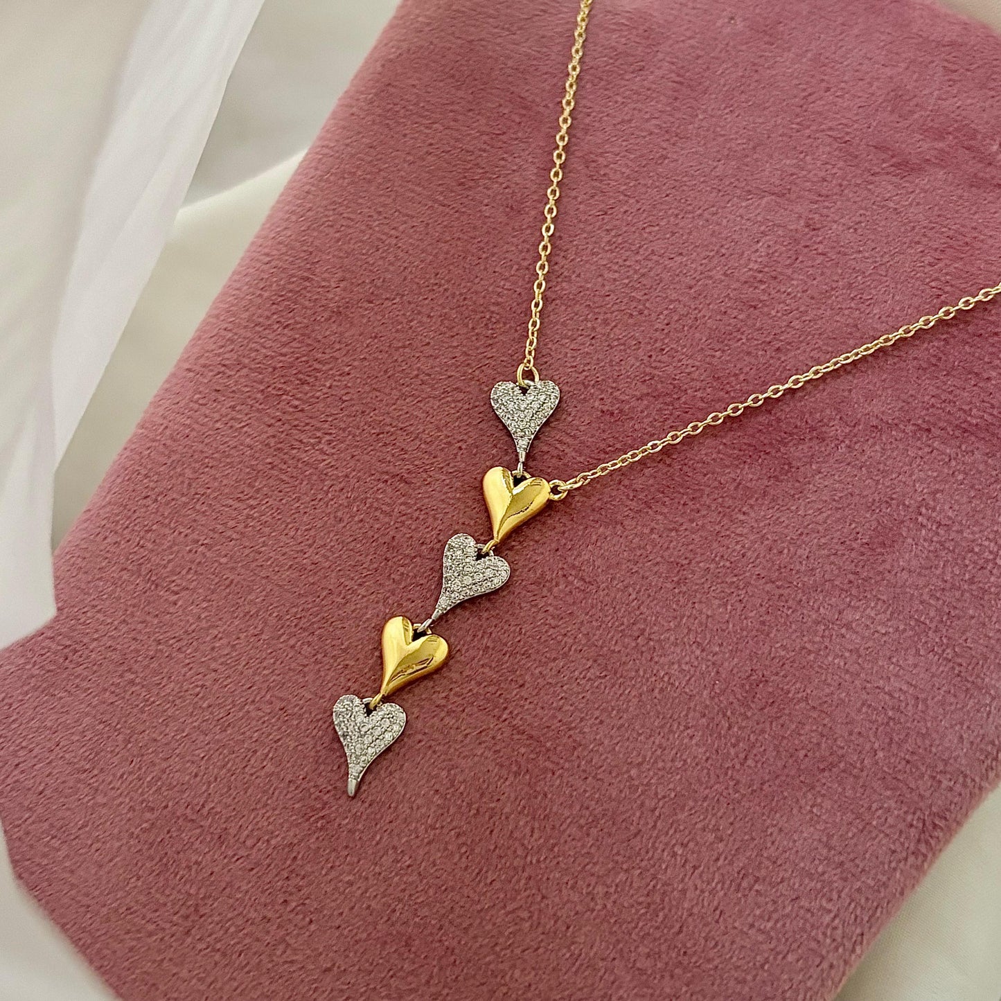 Esme Heart Diamante Lariat Necklace