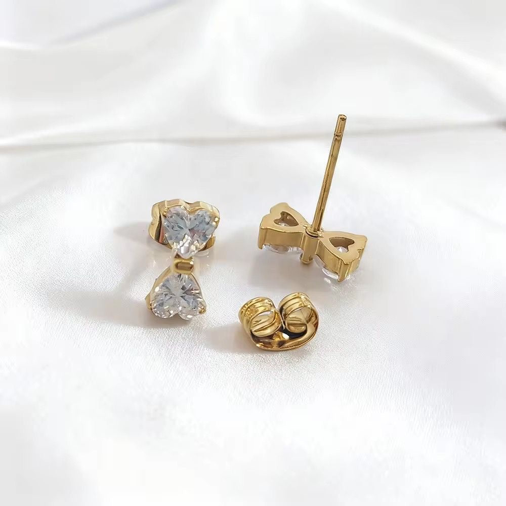 Dainty Crsytal Bow Studs