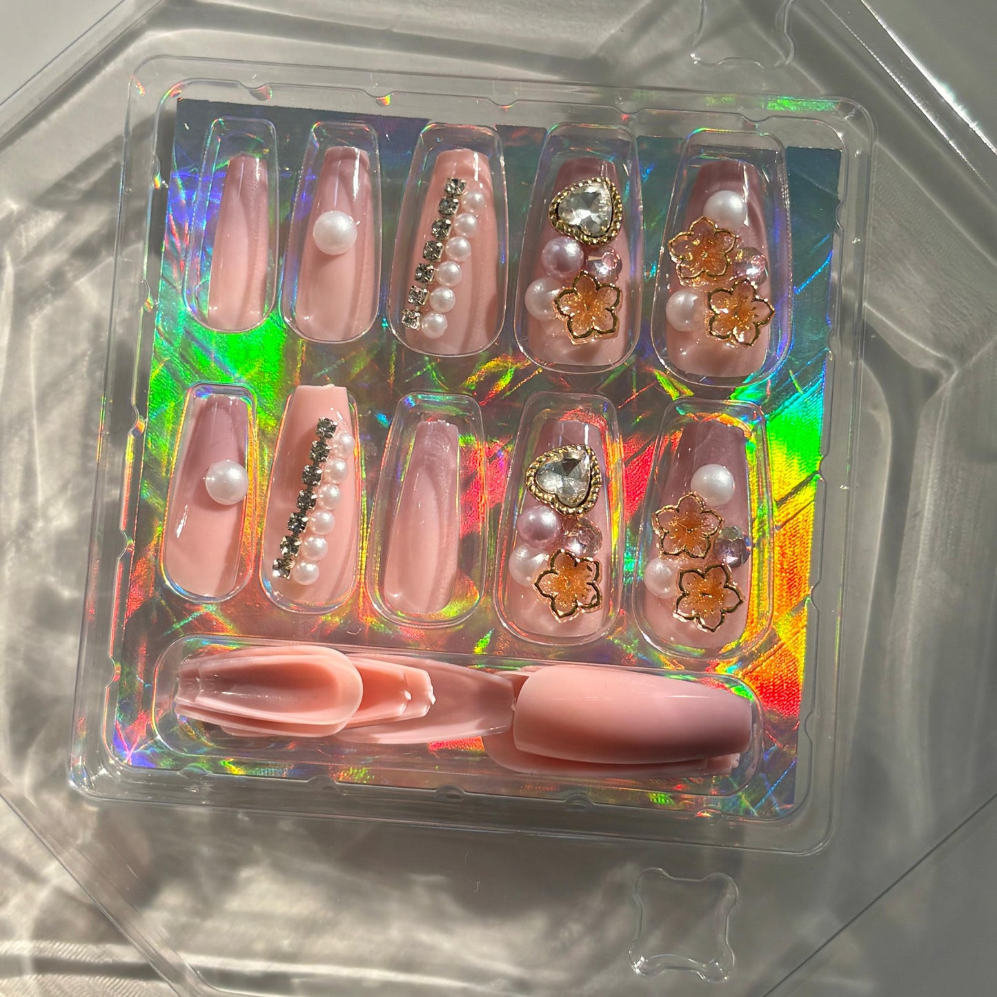 Pink X Lilac Ombre Bling Rhinestone Press On Nails