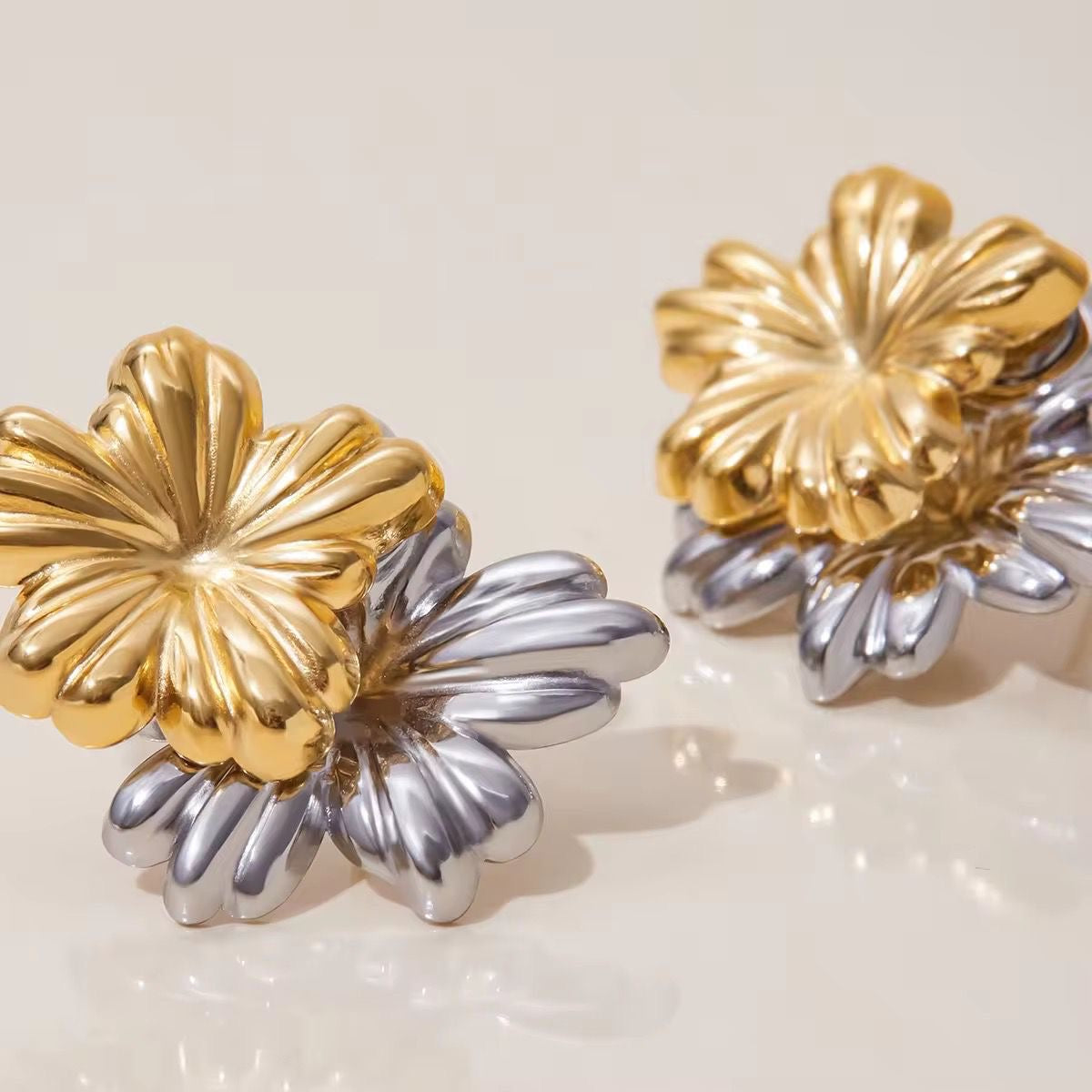 Blossom Studs -Two Toned